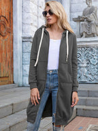 Lang sweatshirt med glidelås og lommer for dame – avslappet streetwear