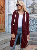 Lang sweatshirt med glidelås og lommer for dame – avslappet streetwear