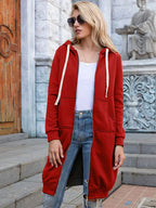 Lang sweatshirt med glidelås og lommer for dame – avslappet streetwear
