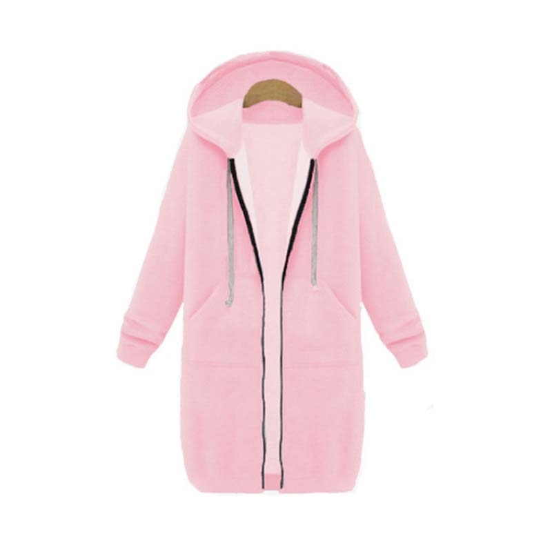 Lang sweatshirt med glidelås og lommer for dame – avslappet streetwear