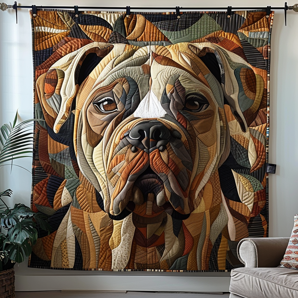 Quiltet pledd - Boxer i varme brune toner
