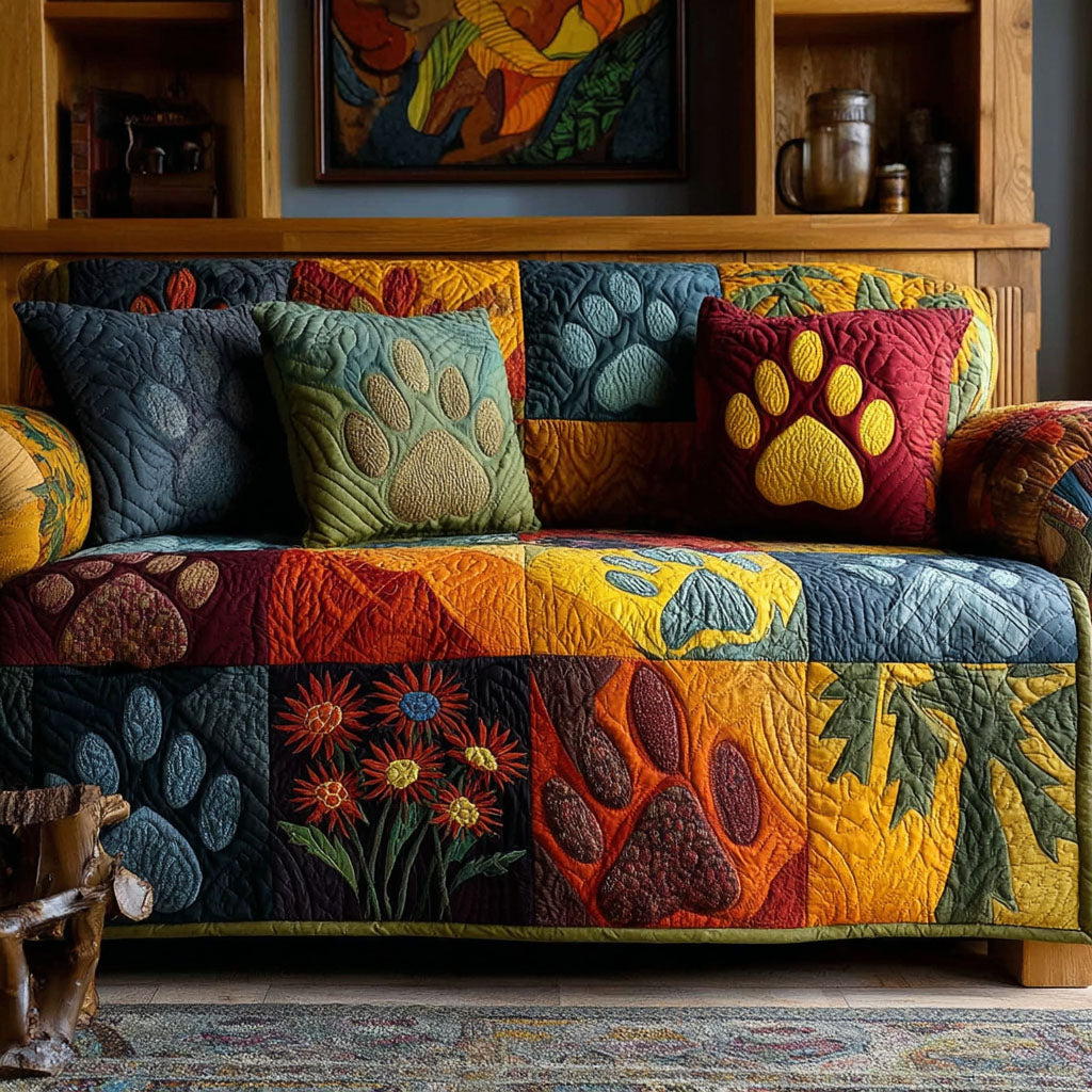 Sofatrekk - Poteavtrykk i fargerik patchwork