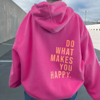 Hettegenser med bokstavtrykk for dame – avslappet hoodie i rosa, blå og svart