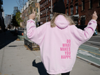 Hettegenser med bokstavtrykk for dame – avslappet hoodie i rosa, blå og svart