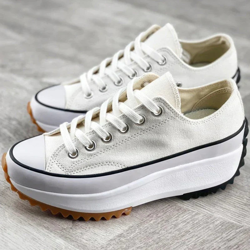 Plattform sneakers i canvas for dame – slip-on med EVA-demping