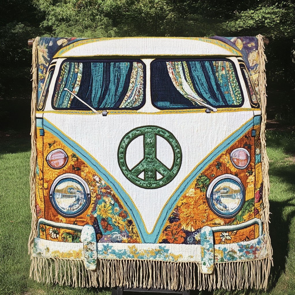 Vevd pledd - Hippiebuss forfra
