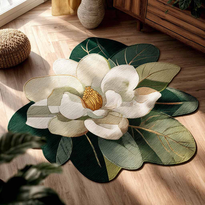 Formteppe - Hvit magnolia i full blomst