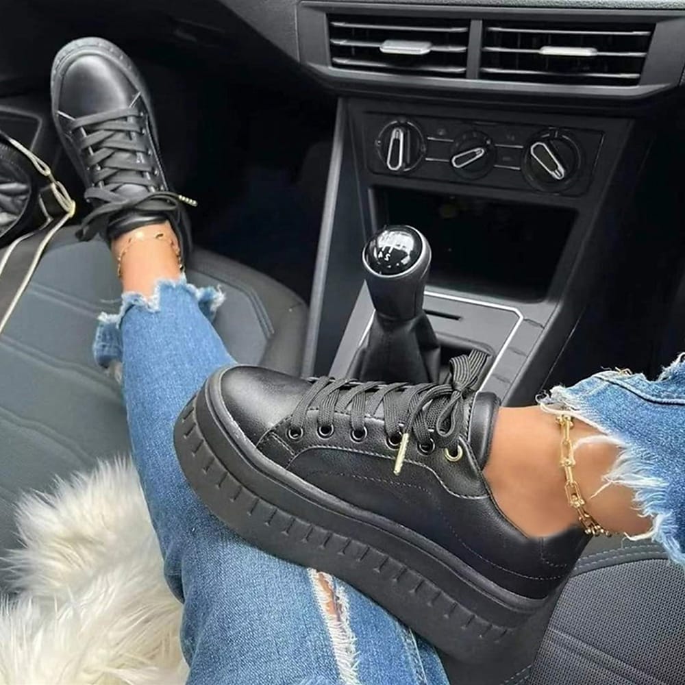 Chunky sneakers med tykk såle for dame – behagelige snøresko i seks farger