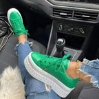Chunky sneakers med tykk såle for dame – behagelige snøresko i seks farger