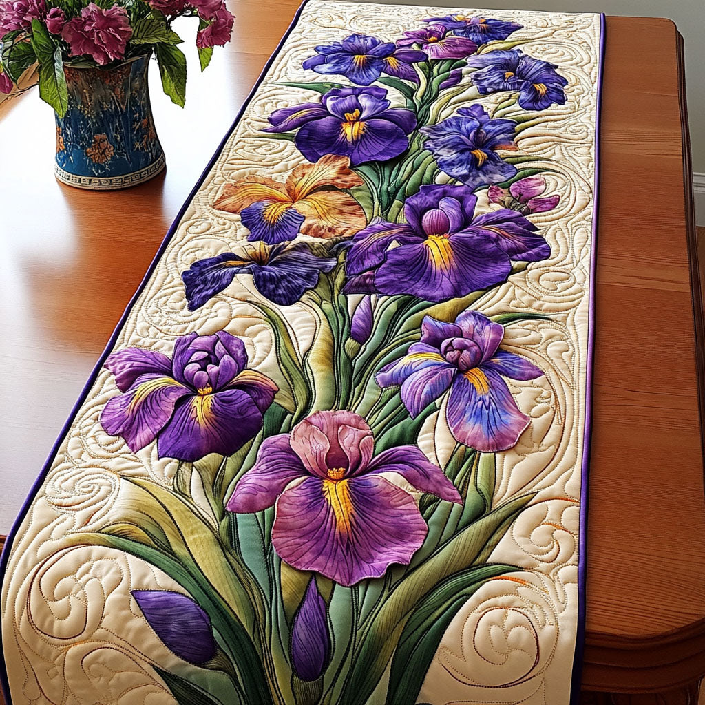 Bordløper - Lilla iris i blomst