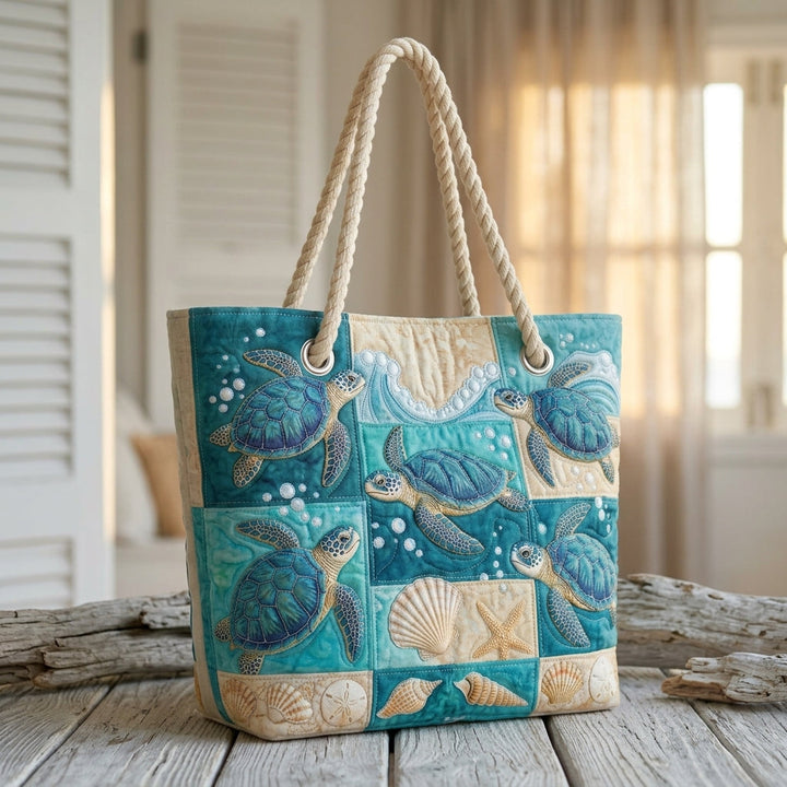 Strandveske - Skilpadde-patchwork i mint