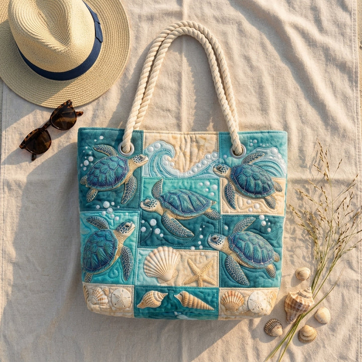 Strandveske - Skilpadde-patchwork i mint