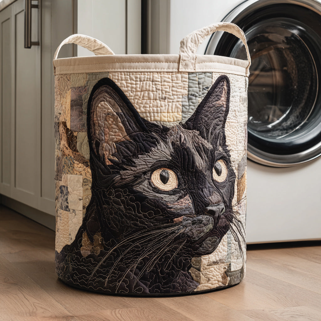 Svart Katt Portrett Vaskekurv
