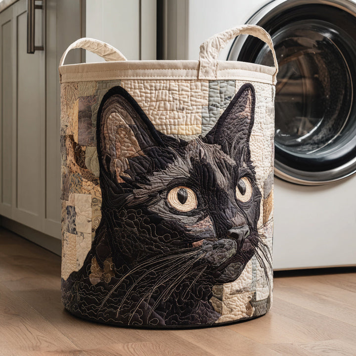 Svart Katt Portrett Vaskekurv