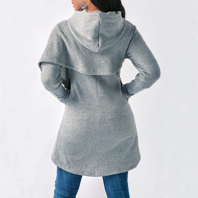 Stilig og myk hettegenser for dame – elegant hoodie i svart, blå, burgunder og grå