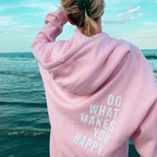 Hettegenser med bokstavtrykk for dame – avslappet hoodie i rosa, blå og svart