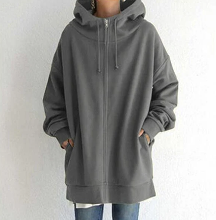 Hettejakke med glidelås for dame – lett hoodie til høst og vinter i 12 farger