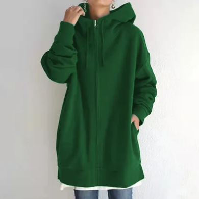 Hettejakke med glidelås for dame – lett hoodie til høst og vinter i 12 farger