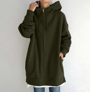 Hettejakke med glidelås for dame – lett hoodie til høst og vinter i 12 farger