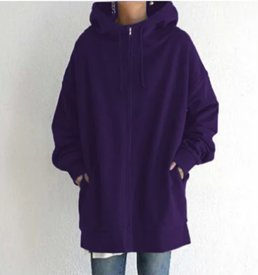Hettejakke med glidelås for dame – lett hoodie til høst og vinter i 12 farger