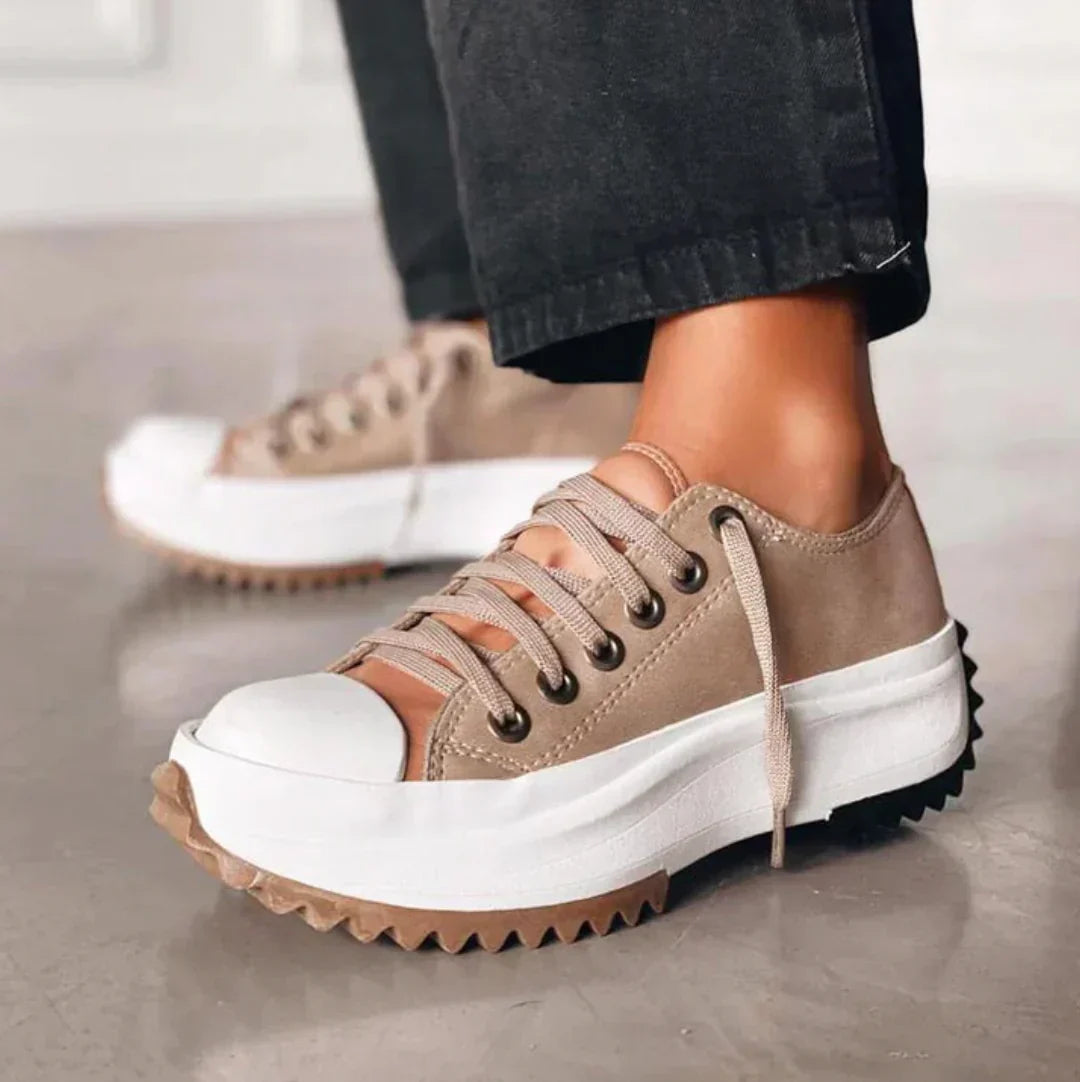 Plattform sneakers i canvas for dame – slip-on med EVA-demping