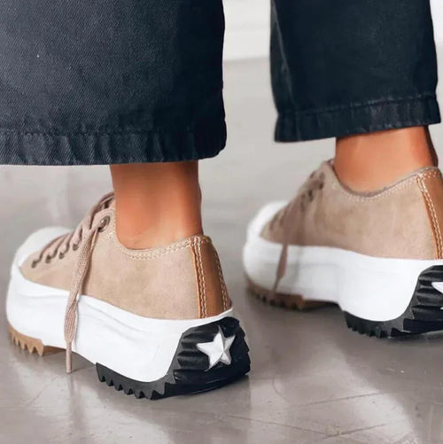 Plattform sneakers i canvas for dame – slip-on med EVA-demping