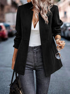 Slim fit blazer for dame med klassisk krage – til kontor og kveld