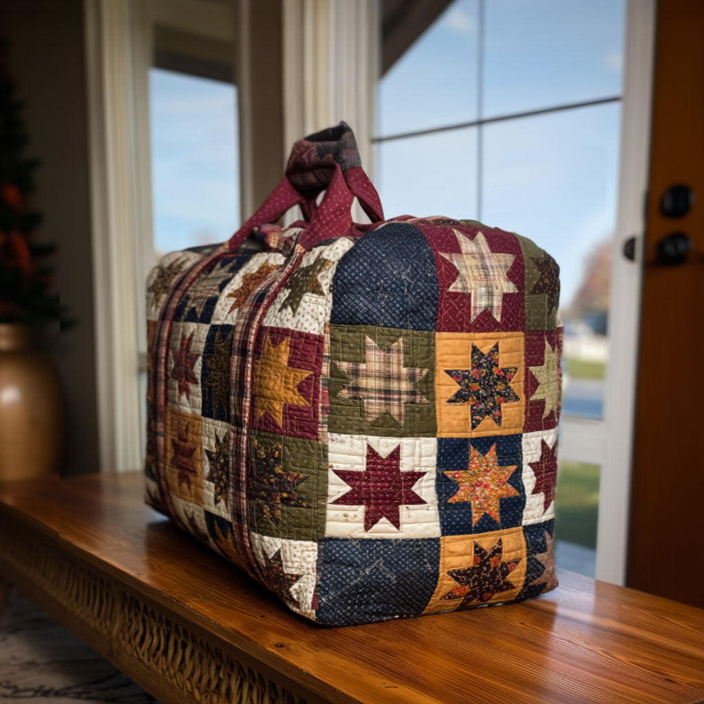 Reiseveske - Stjernepatchwork i beige