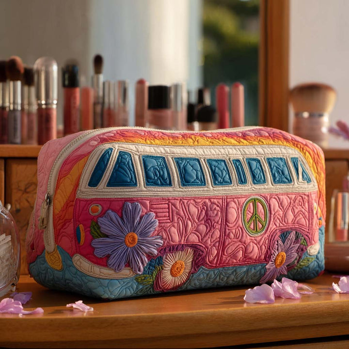 Sminkepung - Rosa hippiebuss med blomster