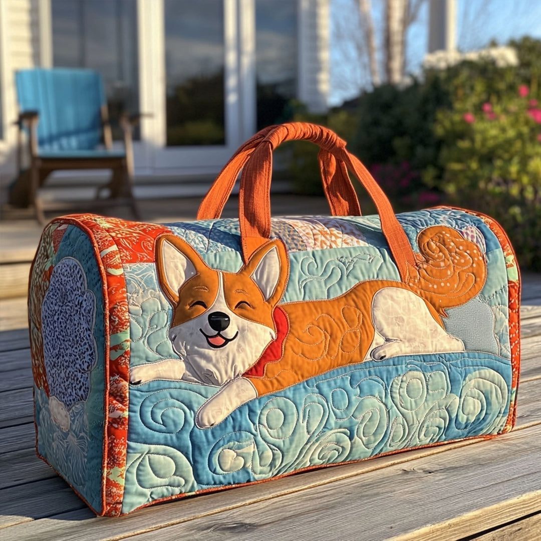 Reiseveske - Corgi på blå bunn