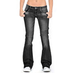 Flare jeans med lavt liv for dame – utsvingt jeans i 70-tallsstil