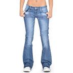 Flare jeans med lavt liv for dame – utsvingt jeans i 70-tallsstil