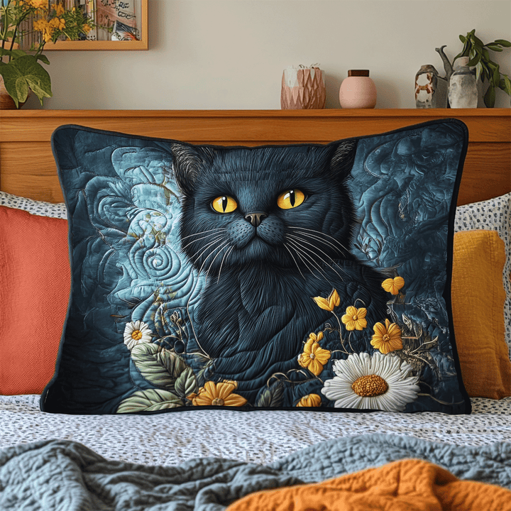 Putetrekk - Svart katt med margeritter