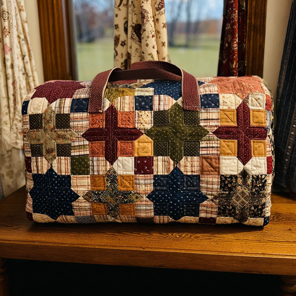 Reiseveske - Stjerner i mørk patchwork