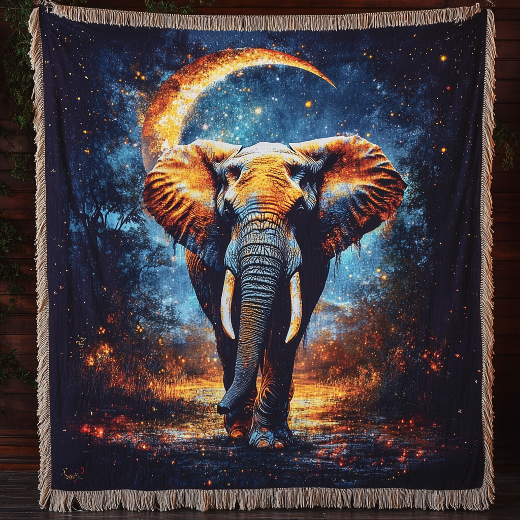 Vevd pledd - Elefant under stjernehimmel
