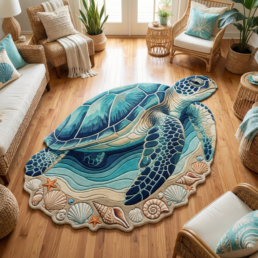 Formteppe - Havskilpadde i mosaikk