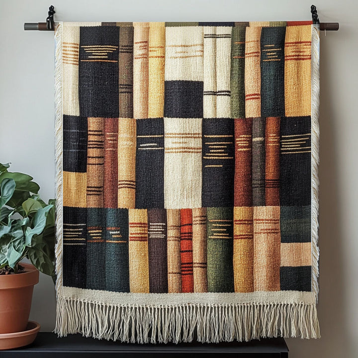 Vevd pledd - Vintage bokrygger i patchwork