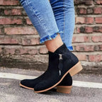 Semskede ankelboots med glatt fôr for dame – varme og støttende