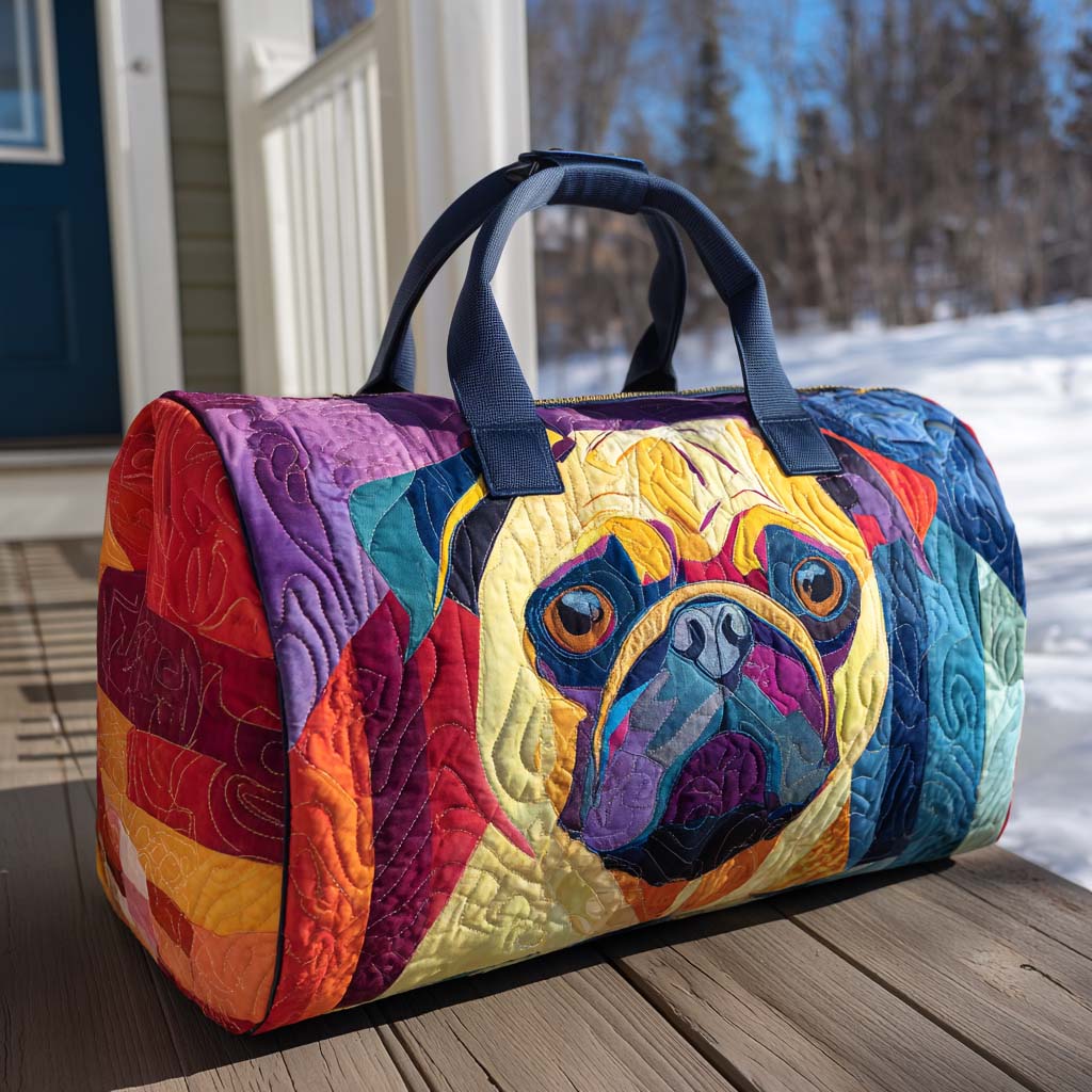 Reiseveske - Mops i lilla og gult