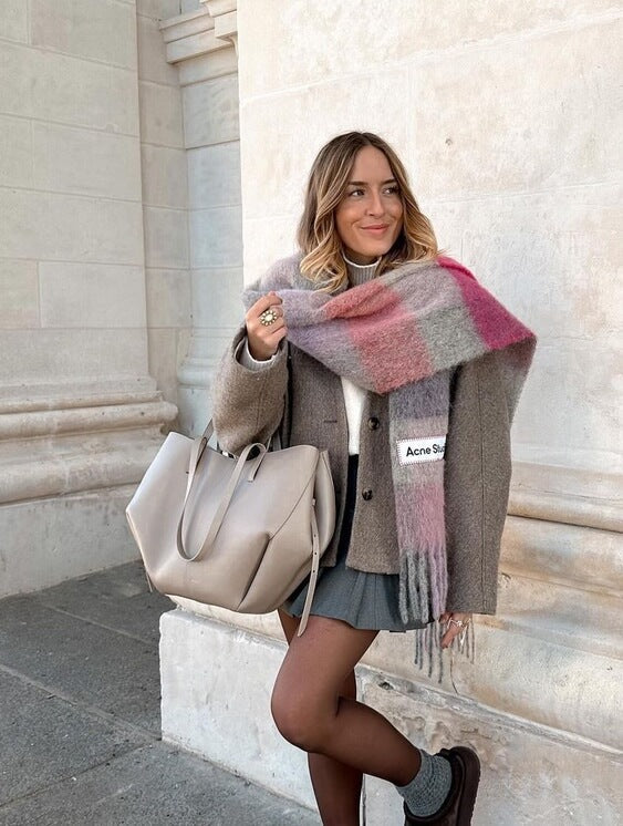 Romslig vintage tote bag i kalveskinn for dame – skulderveske med mykt fôr