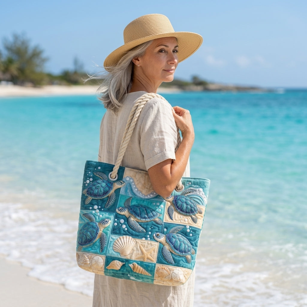 Strandveske - Skilpadde-patchwork i mint