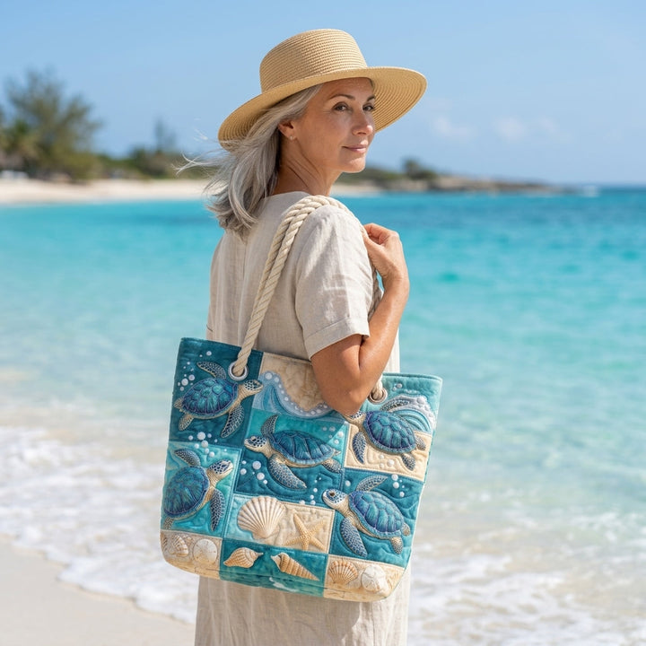 Strandveske - Skilpadde-patchwork i mint