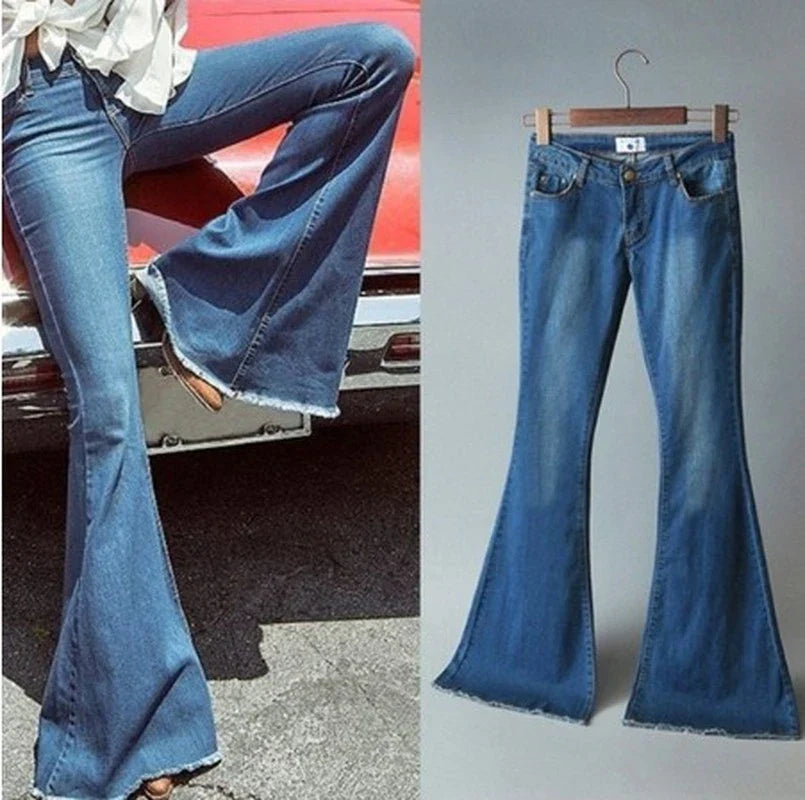 Slim fit jeans for dame – feminin denimbukse i himmelblå og retroblå
