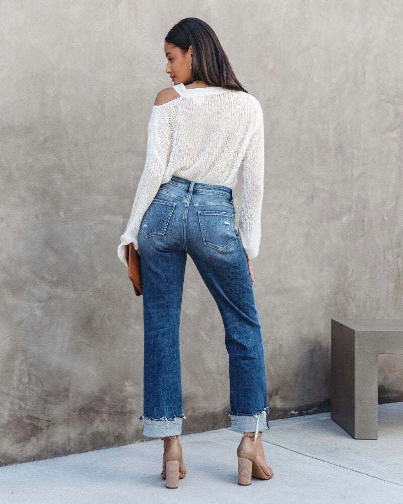 Elegant blå jeans for dame – feminin og praktisk jeans