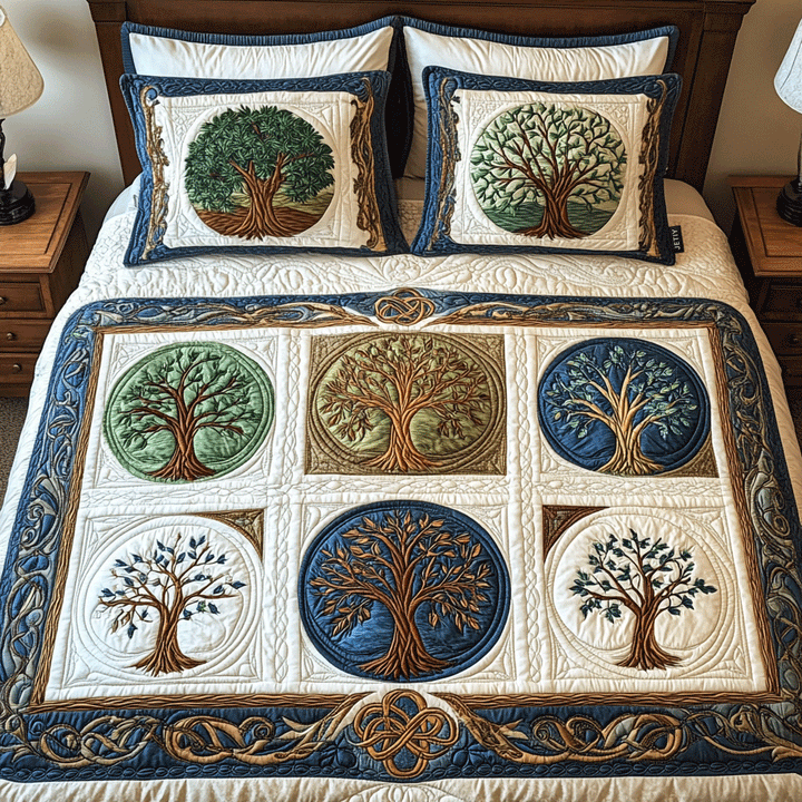 Sengesett 3 deler - Fire livets tre i patchwork