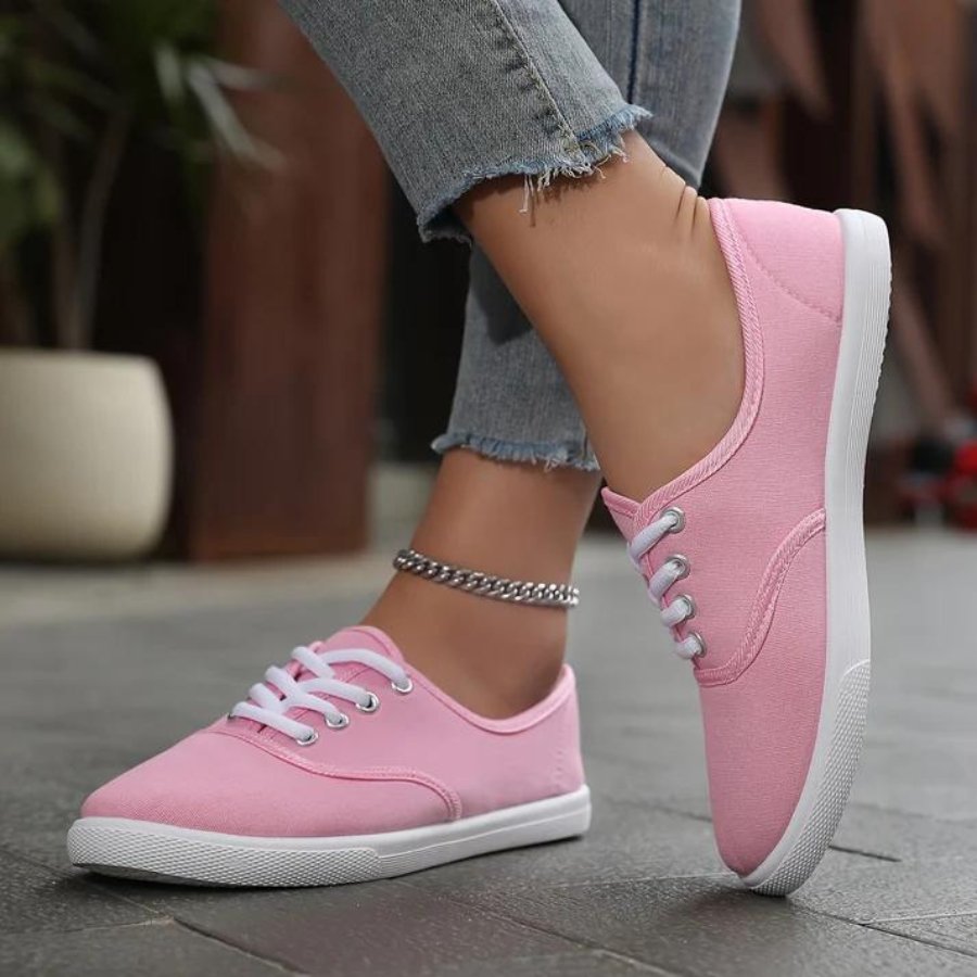 Klassiske canvas sneakers med snøring for dame – lette og pustende