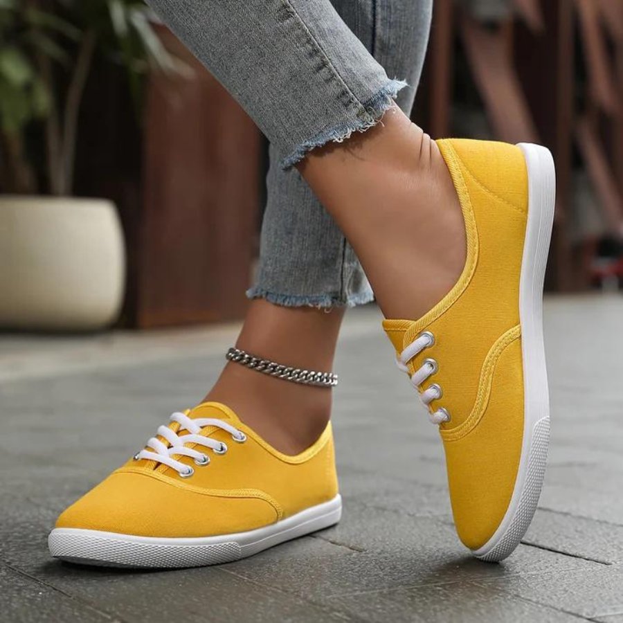 Klassiske canvas sneakers med snøring for dame – lette og pustende