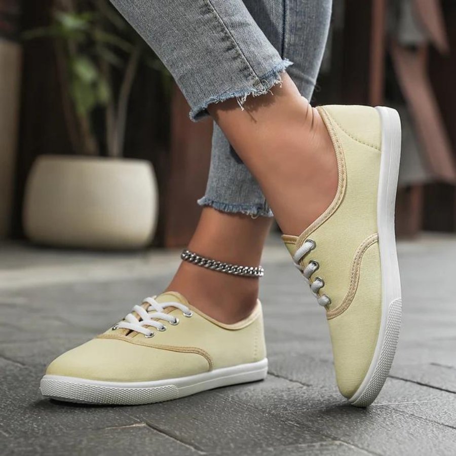 Klassiske canvas sneakers med snøring for dame – lette og pustende