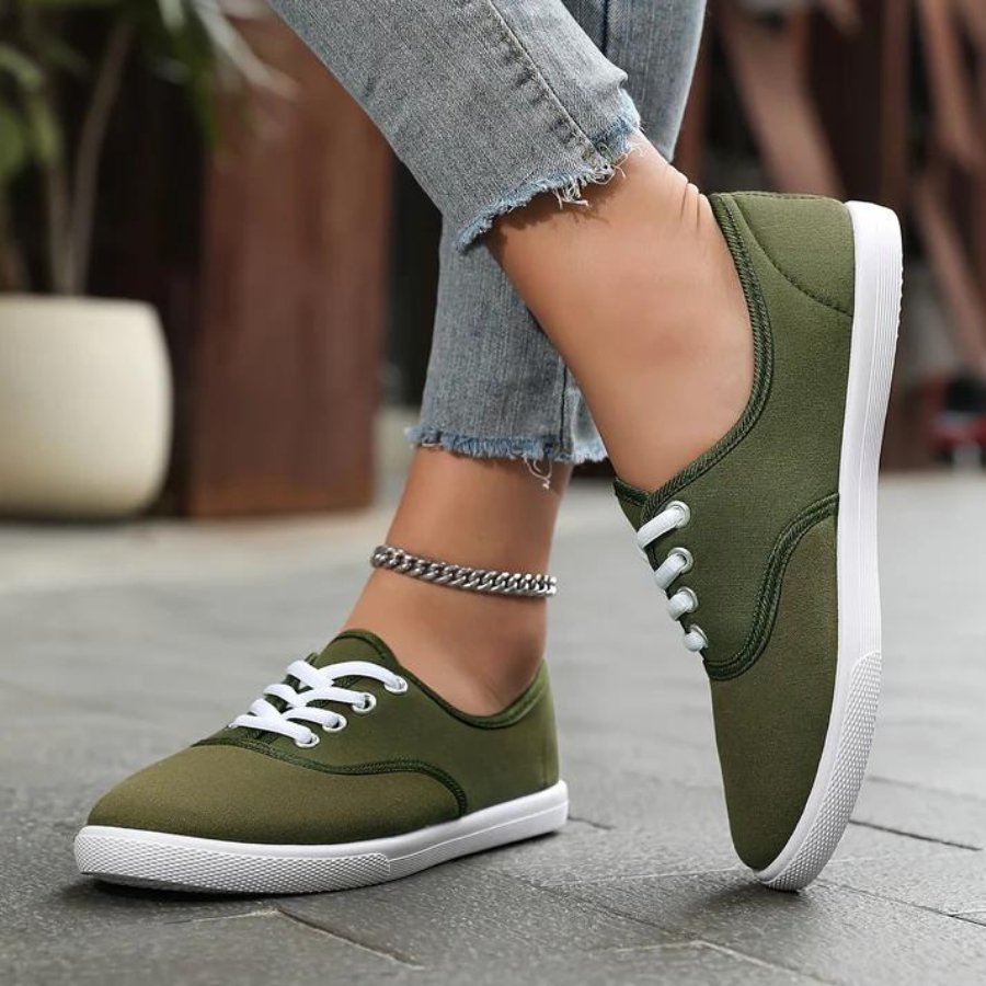 Klassiske canvas sneakers med snøring for dame – lette og pustende