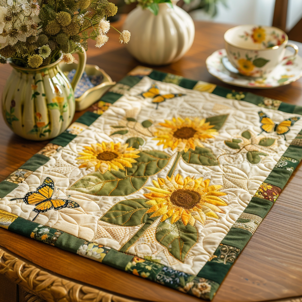 Bordbrikke - Lyse solsikker i patchwork